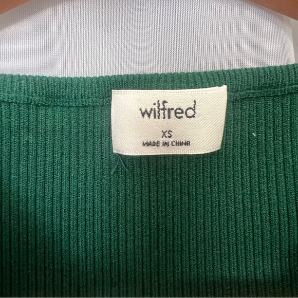 Aritzia Wilfred Ribbed Sweater Jacine Green Cut-Out Knit Top - Picture 3 of 10